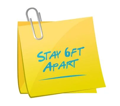 Stay 6ft apart post it sign Stock Illustration