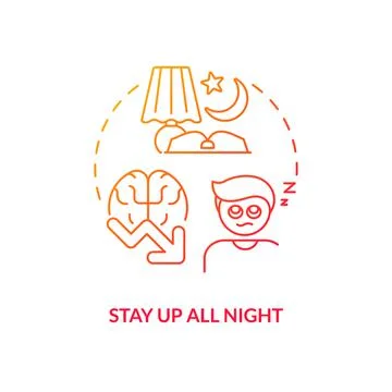 Stay up all night red gradient concept icon Ilustração Stock