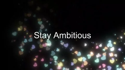 Stay ambitious text animation with glowing golden particles on black background Stock Footage 338174052