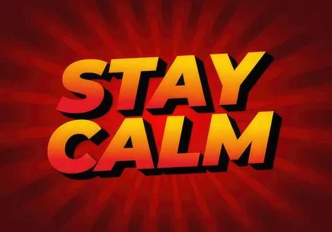 Stay calm text in bold 3d style with red background Stock Illustration