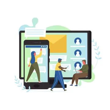 Stay connected concept vector flat style design illustration Stock Illustration