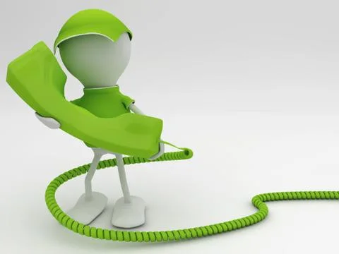 Stay connected. Telecom concept 3d render in green. 스톡 일러스트