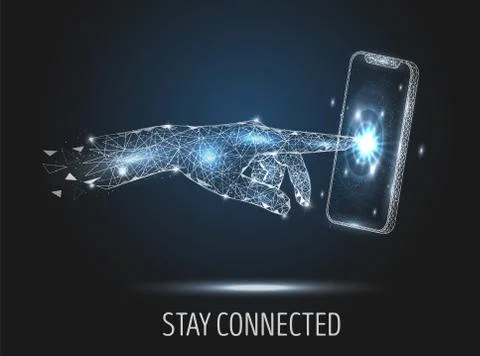 Stay connected, vector polygonal art style illustration Stock Illustration