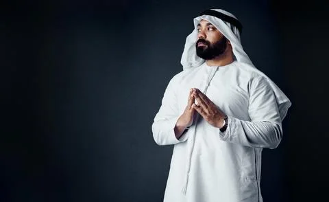 Stay determined and focused. Studio shot of a young man dressed in Islamic Stock Photos