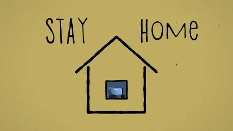 Stay Home animation with title loop Stock Footage 128237717