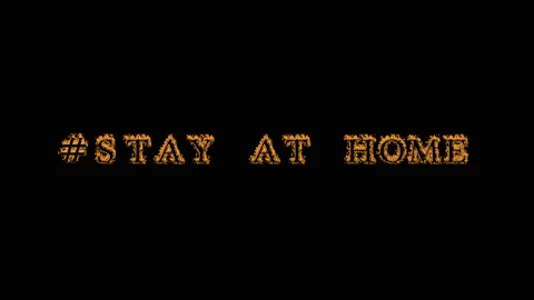 #Stay At Home fire text effect black background Stock Footage 136196868