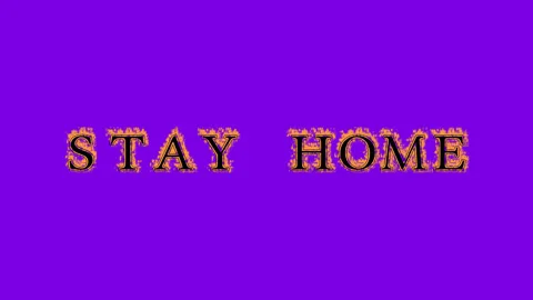 Stay Home fire text effect violet background Stock Footage 136196879