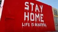 Stay Home Life Is Beautiful Covid-19 Mural Stock Footage Stock Footage