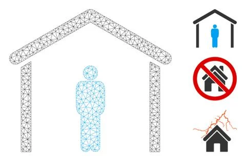 Stay Home Polygonal Frame Vector Mesh Illustration Ilustración de archivo