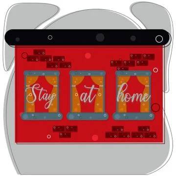 Stay at home poster Illustrazione stock