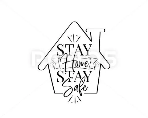 Stay home stay safe, vector. Scandinavian minimalist art design Stock Illustration