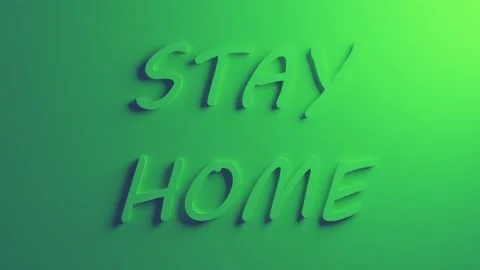 Stay home text on green wall Stock Footage 155341937