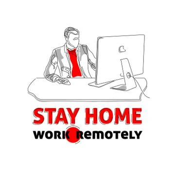 Stay home, work remotely, vector illustration Stock Illustration