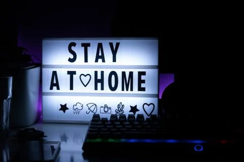 Stay home written text. Stock Photos