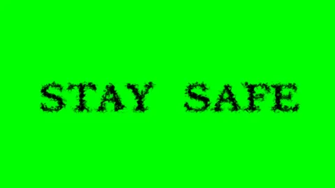 Stay Safe smoke text effect green isolated background Stock Footage 138722884
