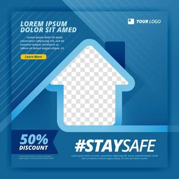 Stay safe vector poster for work from home campaigns Stock Illustration