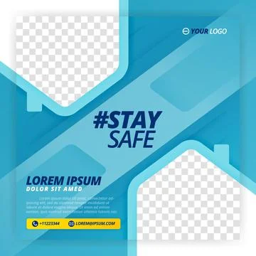 Stay safe vector poster for work from home campaigns Stock Illustration