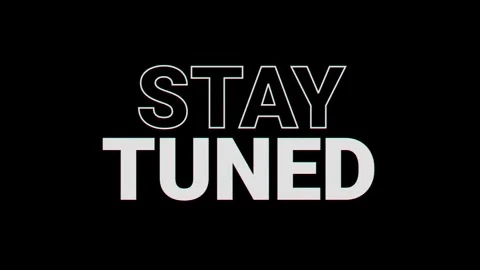 Stay tuned animated text theme with rgb glitch effect 4k black background. Stock Footage 346236360