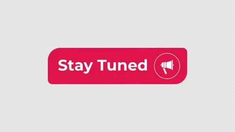 Stay tuned interactive flat button with click animation Stock Footage 332272176