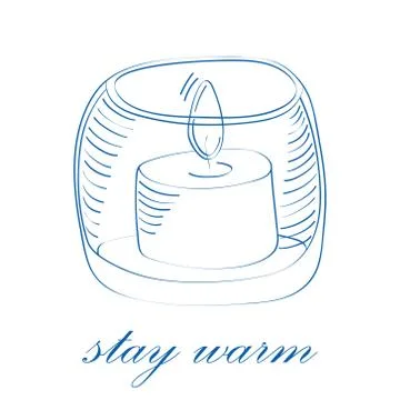 Stay warm concept. Sketch vector illustration of candle Stock Illustration