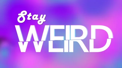 Stay weird text broken line blue purple smudge background Video stock 87035577