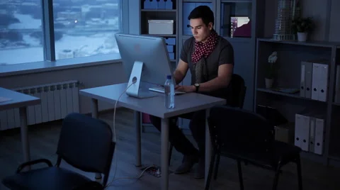 Stay at Work Too Late Stock Footage 61729481