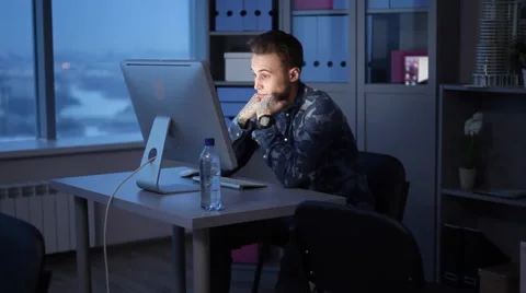 Stay at Work Too Late Stock Footage 61729549