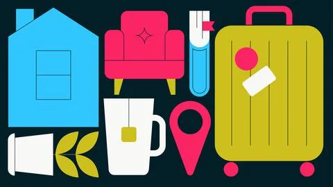 Staycation Flat Concept Illustration Stock Illustration
