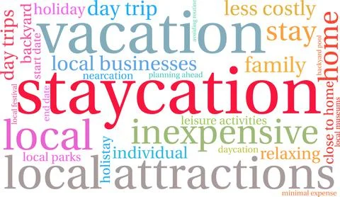 Staycation Word Cloud Stock Illustration
