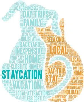Staycation Word Cloud Stock Illustration