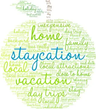Staycation Word Cloud Stock Illustration
