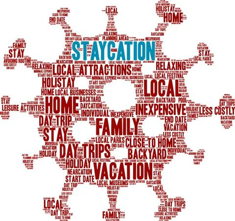 Staycation Word Cloud Stock-Illustration