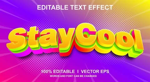 Staycool 3d vector text effect with modern style design Stock Illustration