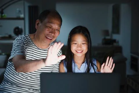 Staying Connected with Family using Technology 스톡 사진