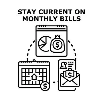 Staying current on monthly bills managing financial payments Stock Illustration