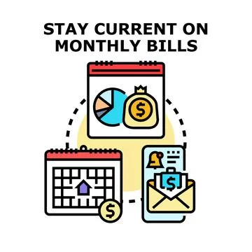 Staying current on monthly bills managing financial payments Stock Illustration