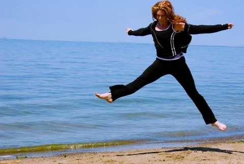 Staying fit - jumping Stock Photos