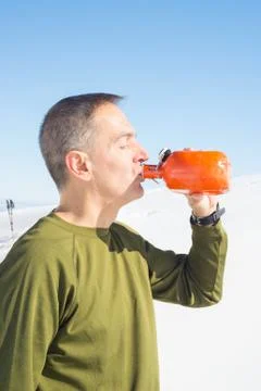 Staying hydrated while hiking Stock Photos