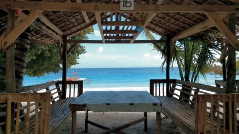 Staying at a Remote Island by a Banka (small boat), Sorsogon, Philippines. Stock Footage 104110890