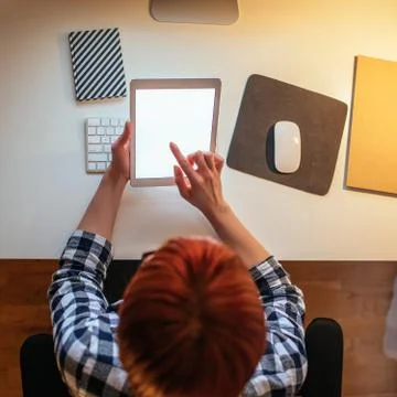 Staying on top of home admin with modern technology 写真素材