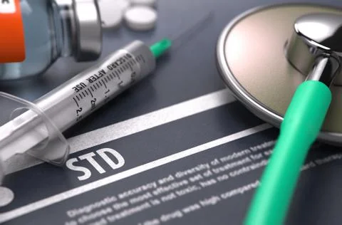 STD - Printed Diagnosis on Grey Background Ilustração Stock