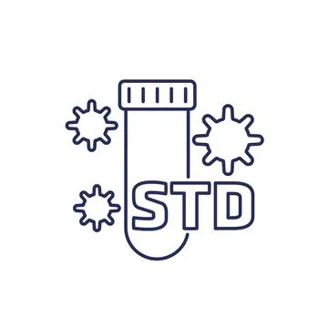 STD test icon on white, line vector Stock Illustration