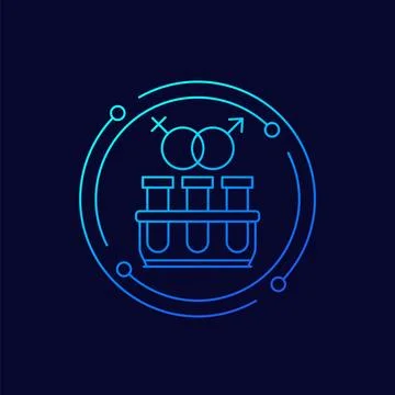 STD test line icon with test tubes, vector Stock Illustration