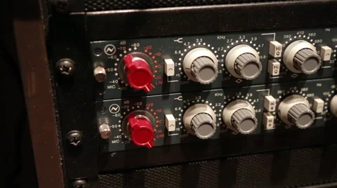 Steadicam close up, knobs on audio equipment 스톡 동영상 49834483