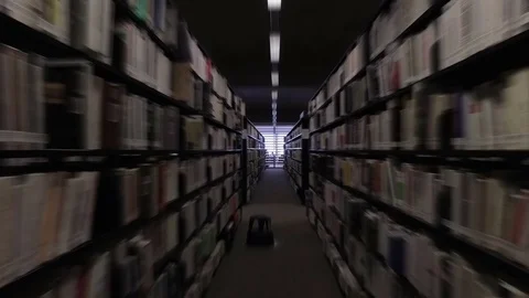 Steadicam Flow Through Library Stock Footage 71997692