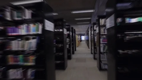 Steadicam Flow Through Library Stock Footage 71997769