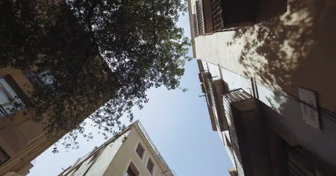 Steadicam moving view of old buildings in gothic district, Reus, Spain Stock Footage 63619936