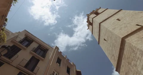 Steadicam moving view of old builings in gothic district Stock Footage 63618274