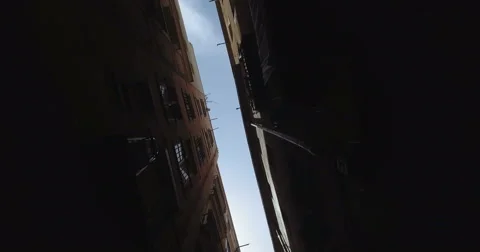 Steadicam moving view of old builings in gothic district Stock Footage 63620031