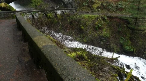 Steadicam Multhomah Falls Oregon Stock Footage 60205271